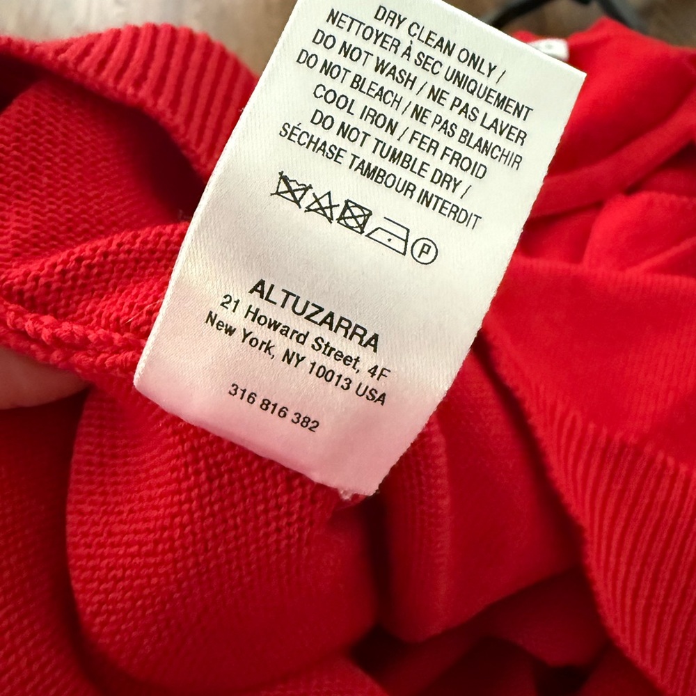 Altuzarra Red Merino Wool Sweater•Cutout Neckline•Made in Italy•Retail $900